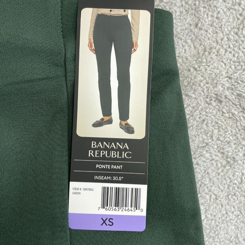 NEW Banana Republic Women's XS Green Ponte Pants Pull on Stretched - Picture 7 of 9